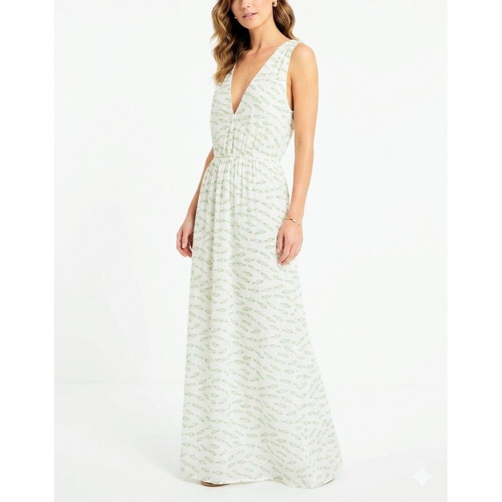 A NEW DAY Dress Maxi Open Back Sundress With Sardines Cream Women Medium NEW NWT